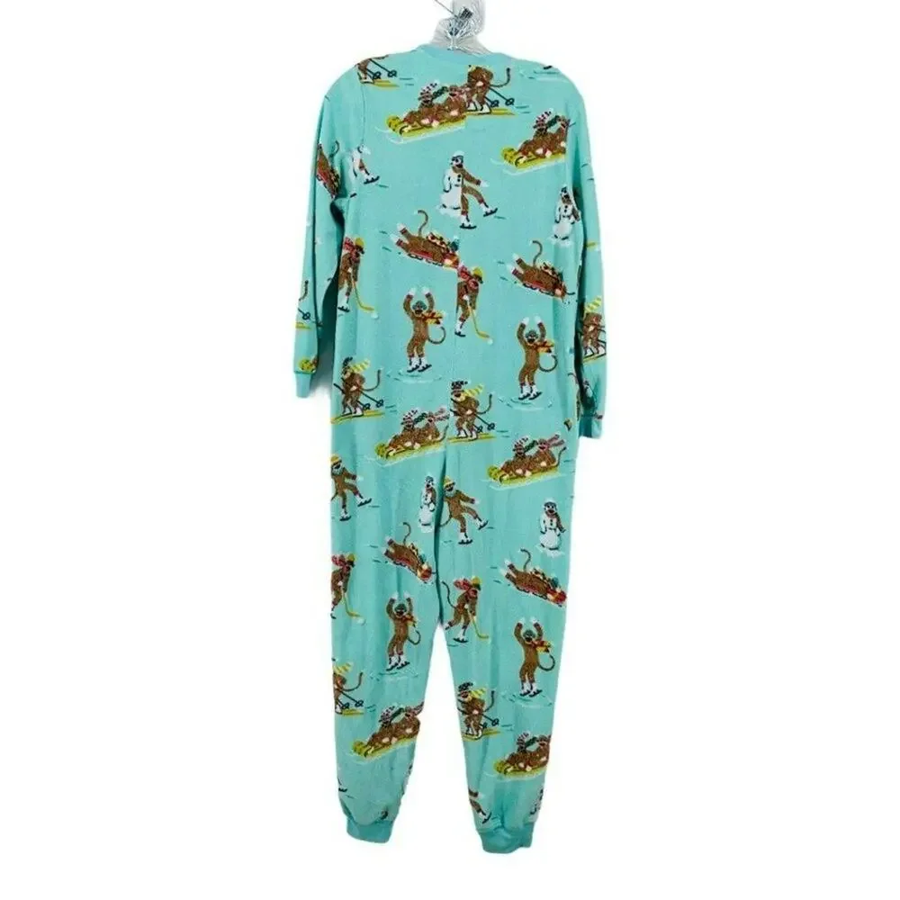 Nick & Nora Women's Sock Monkey Fleece One Piece Womens Small